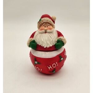 Rolly Polly Santa‎ Claus Resin Candleholder Includes Glass Votive Candleholder